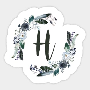 Floral Monogram H Dark Bohemian Flora Sticker